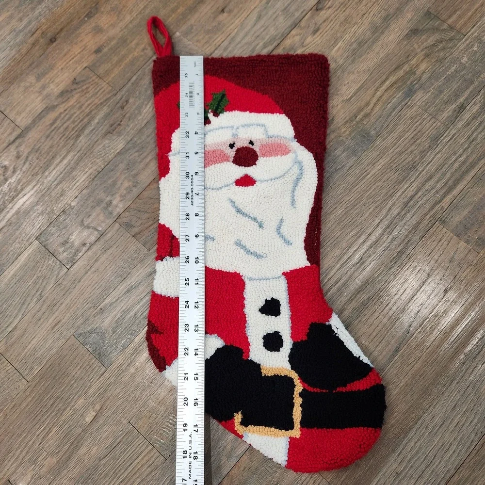 Wool Latch Hook Full‎ Size Christmas Stocking St Nicholas Jolly Santa Claus